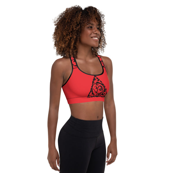 Body Mind & Spirit .Om Red Padded Sports Bra – All is One T-shirts